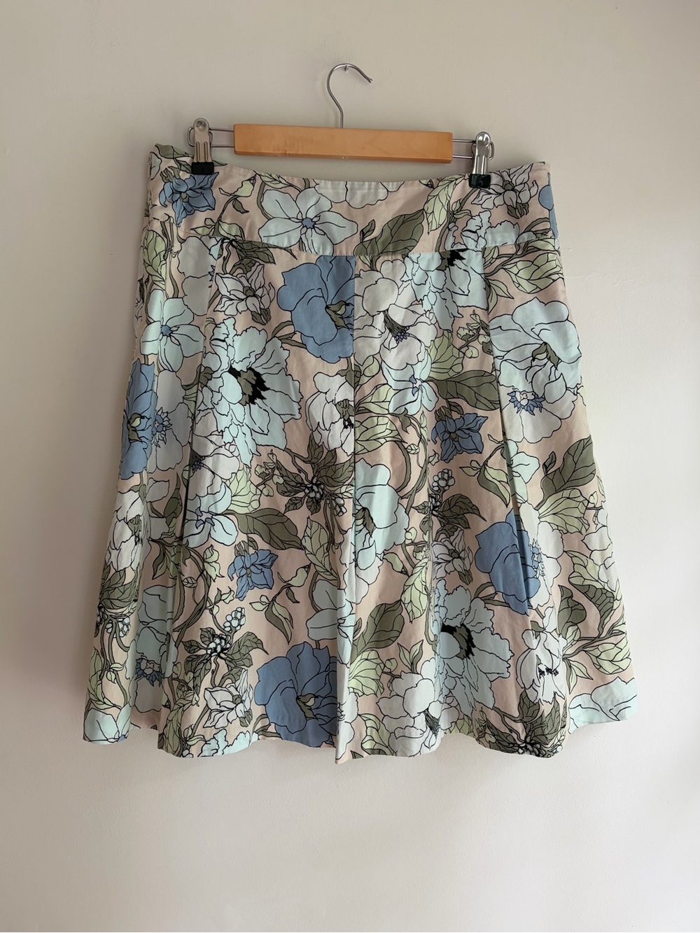 Talbots 100% Cotton Floral A Line Pleated Skirt Size 12 - Picture 4 of 7